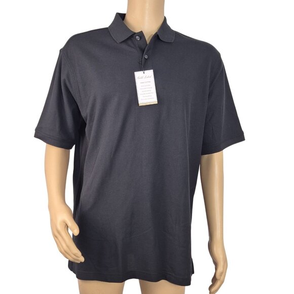 Roundtree & Yorke Gold Label Men’s Size LT Shirt Polo Supima Cotton Black (59) - Picture 2 of 10